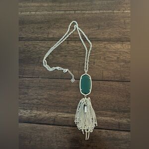 Kendra Scott Green and Gold Colored Necklace with Cascading Tassel